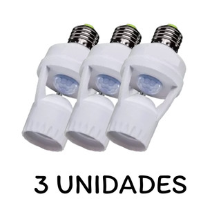 Kit 3 Sensores de Presença Com Fotocélula Para Lâmpada Soquete E27