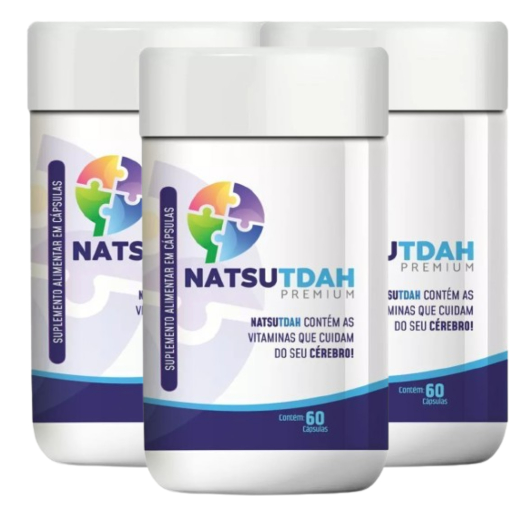 Kit 3 Natsu TDAH 60 Cápsulas Suplemento Vitamínico Original Natural Foco Concentraçao