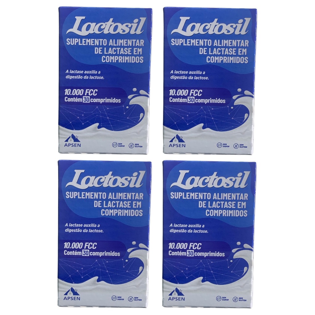 Kit 4 Caixas Lactosil Enzima Lactase 10.000 FCC 30 comprimidos em Oferta na Shopee