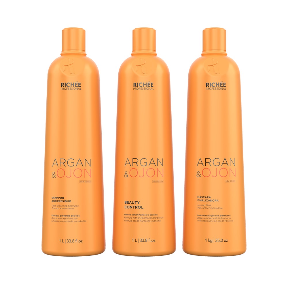 Richée Argan e Ojon Escova Defrizante Kit Profissional (3x1L) em Oferta na Shopee