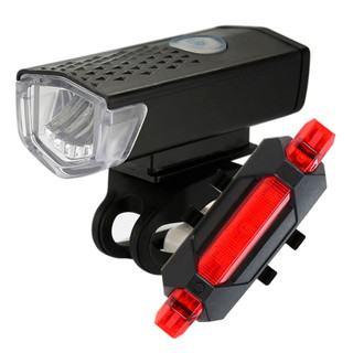 Kit Farol Bike Led Dianteira + Lanterna Sinalizador Traseira LED USB Recarregável 4 Modos Bicicleta