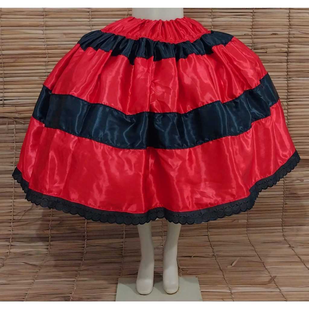 SAIA DE CETIM MULTICOLOR VERMELHO E PRETO/ MALANDRA - UMBANDA E CANDOMBLÉ