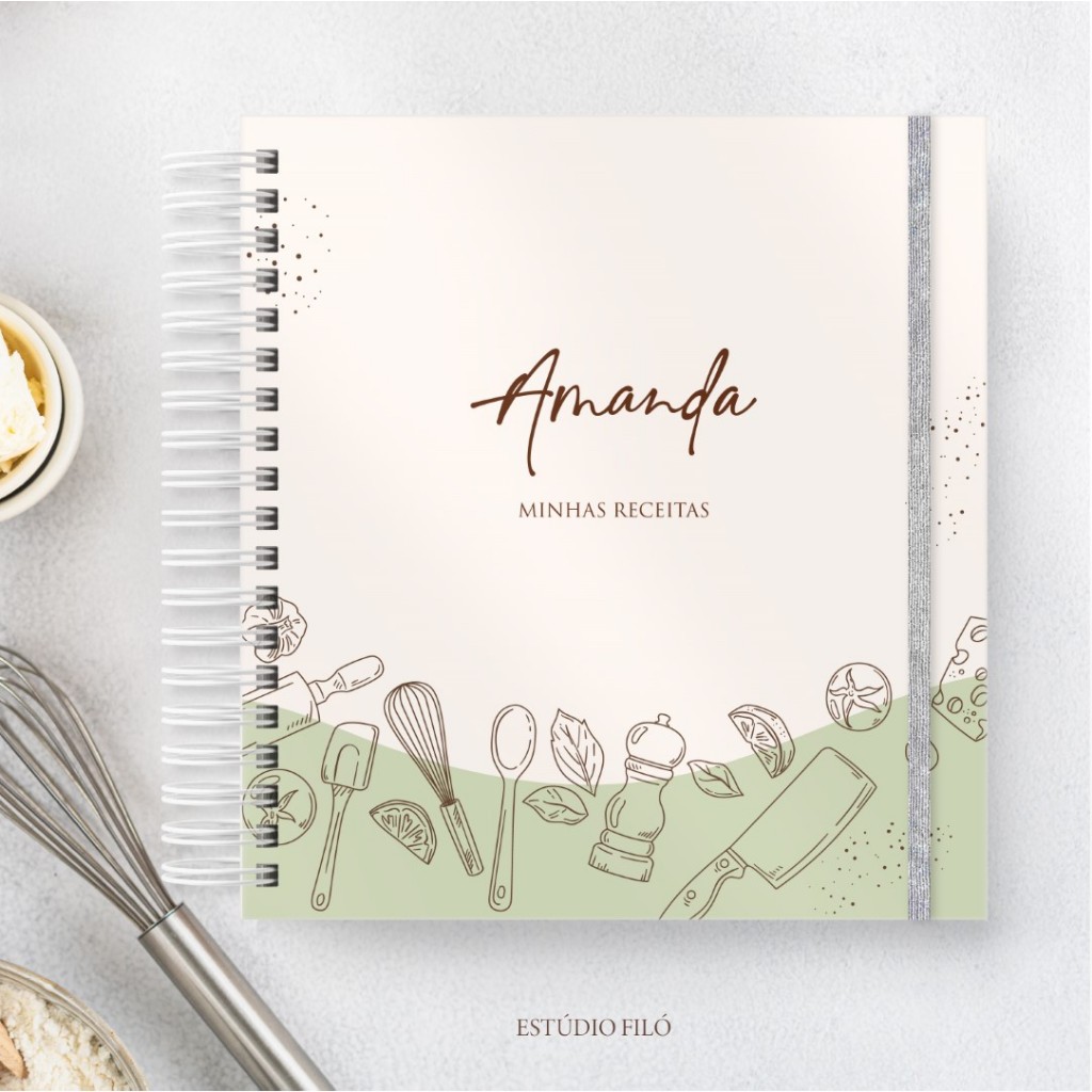 Caderno de receitas personalizado - tamanho especial em Oferta na Shopee