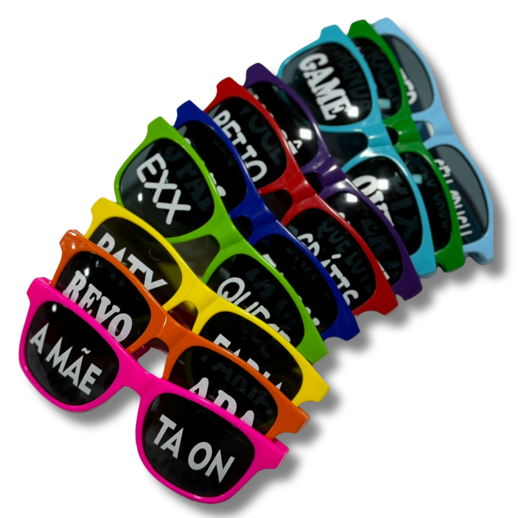 Kit 10 Óculos Escuros New Wave Standard WF Com Frases Divertidas Proteção UV Para Festa Balada