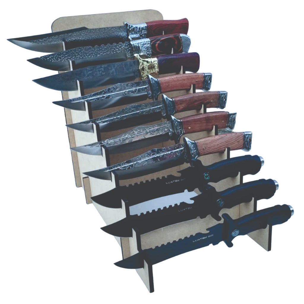 Display Expositor de mesa Para 10 Facas Em Mdf cru