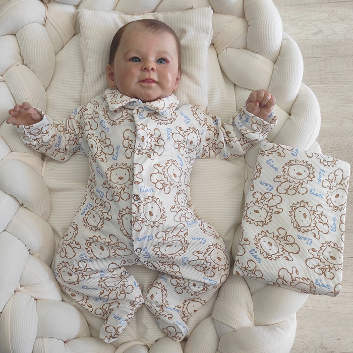 Kit Macacão Manga Longa Pijama com Cueiro Para Bebê Menino/Menina Soninho