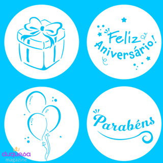 Kit Mini Stencils Parabéns 1 Pacote com 4 unidades - BLUE STAR em Oferta na Shopee