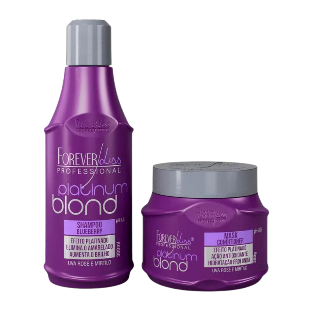 Kit Platinum Blond Manutenção Desamarelador Forever Liss Shampoo + Máscara