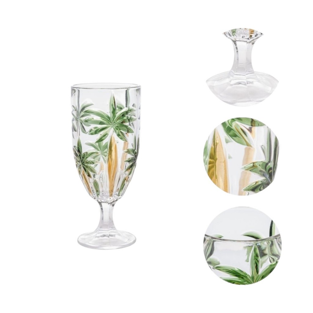 Conjunto 6 Taças Cristal de Chumbo Wolff Multicor 27441 Palm Tree Handpaint 450ml