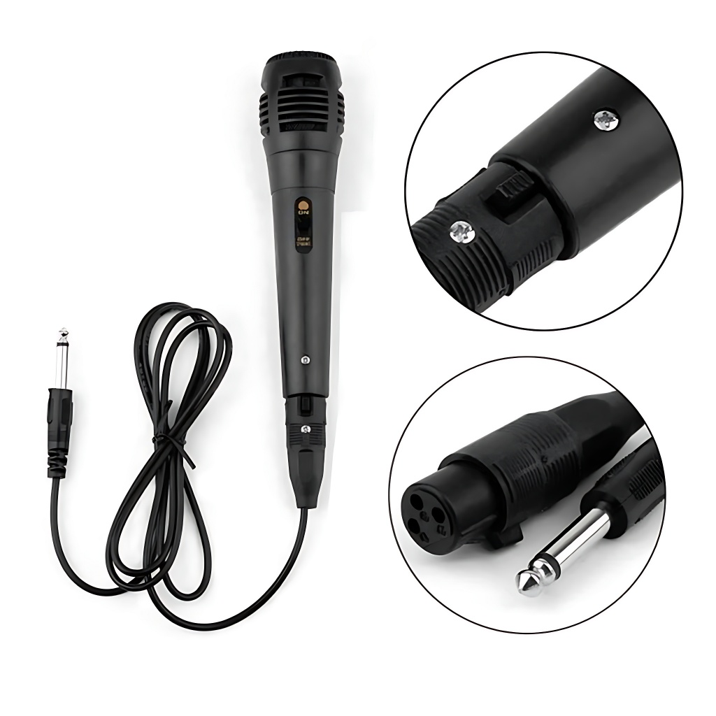 Kit 2 Microfone Dinâmico Com Cabo de 3 Metros P10 Profissional para Caixa de Som Karaokê e Instrumentos