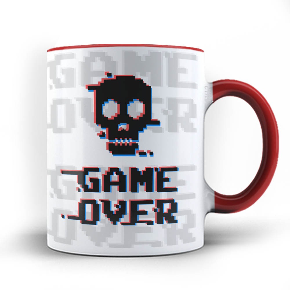 Caneca xicara porcelana caveira Game Over 24