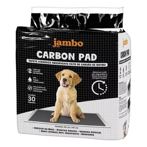 Tapete Higiênico Jambo Pet Carbon Pad 80x60- Com 30 Tapetes