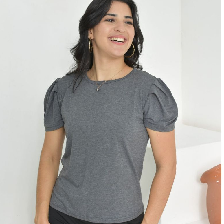 BLUSA FEMININA MANGA PRINCESA BUFANTE GOLA REDONDA em Oferta na Shopee