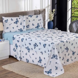 Lençol de Cima King Size 180 Fios Algodão com Ponto Palito e 2 Fronhas em Oferta na Shopee