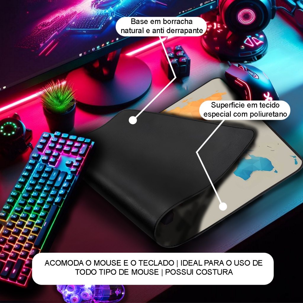 Mouse Pad Gamer Premium 70x35cm Borda Costurada Diversos Animes e Games — imagem 2 de 2