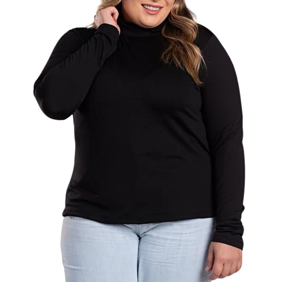 Blusa Manga Longa Plus Size Blusa Gola Alta Cacharrel Feminino Segunda Pele Do G1 ao G3 PLUZ