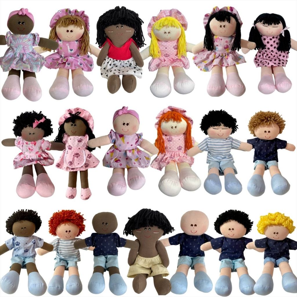 Kit 4 Bonecas e Bonecos De Pano 30cm Antialérgica Envio Rápido- Diversos Modelos em Oferta na Shopee