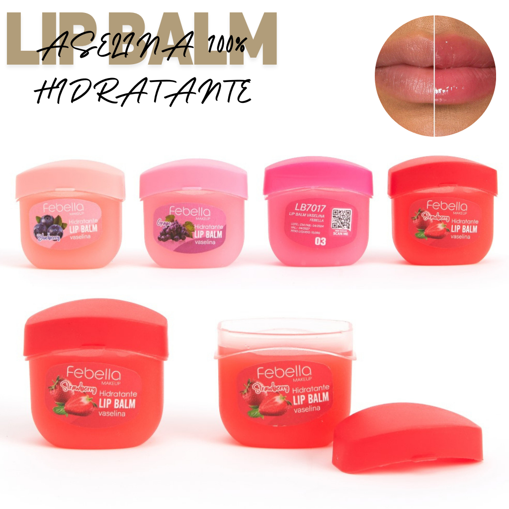 Lip Balm Aselina 100% Hidratante Vaselina, Lábios Ressecados Gloss Ação Protetora de Lábios Bocas Macias e Cuidadas Maqu