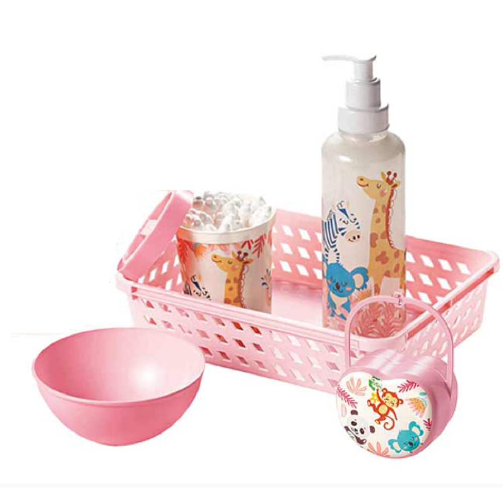 Kit Higiene Infantil Bebê Safari Bichinhos Plasútil com 5 ou 6 Peças