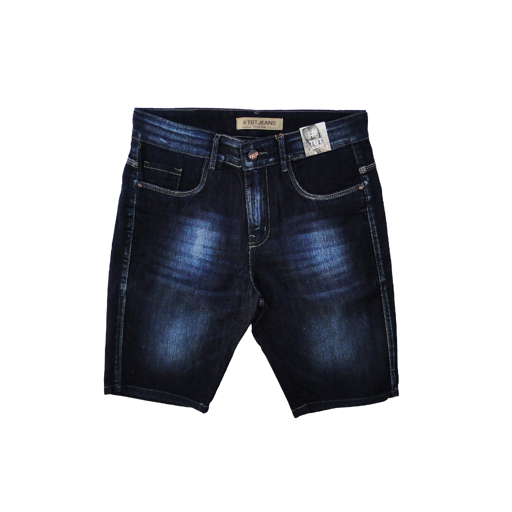 Bermuda Jeans Masculina Slim Fit com Elastano - Tecido Premium de Qualidade - Destroyed, Cargo, Jeans Escuro