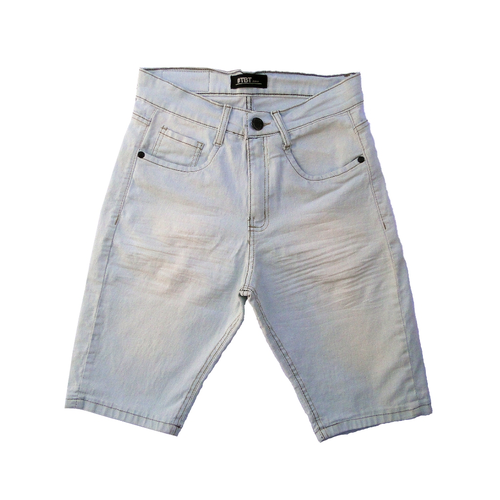 Bermuda Jeans Masculina Skinny com Elastano - Tecido Premium de Qualidade - Jeans Claro