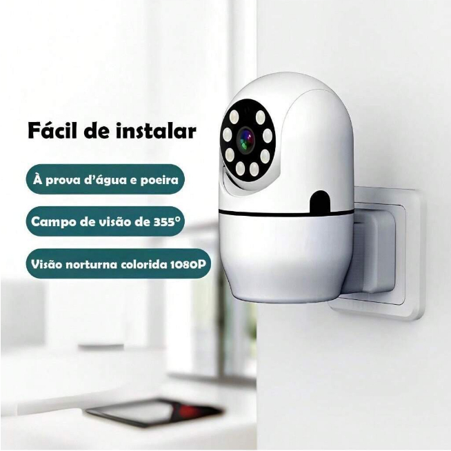Câmera De Segurança Wifi Ip Tomada Parede 1080P Giratória App Yousee/icsee em Oferta na Shopee