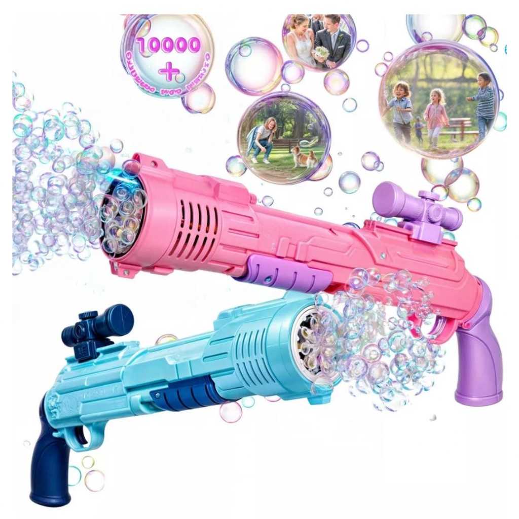 Brinquedo Lança Bolhas De Sabão Pistola Metralhadora + Brinde