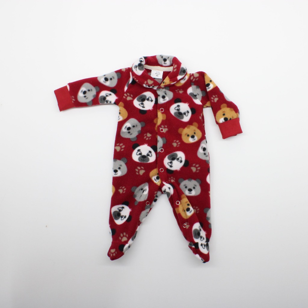 Macacão Tip Top Bebê Prematuro em Microsoft Ursinho Vermelho