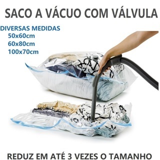 OFERTA Saco A Vácuo Diversos Tamanhos Organizador Para Viagem Prático Transparente Guarda Roupa