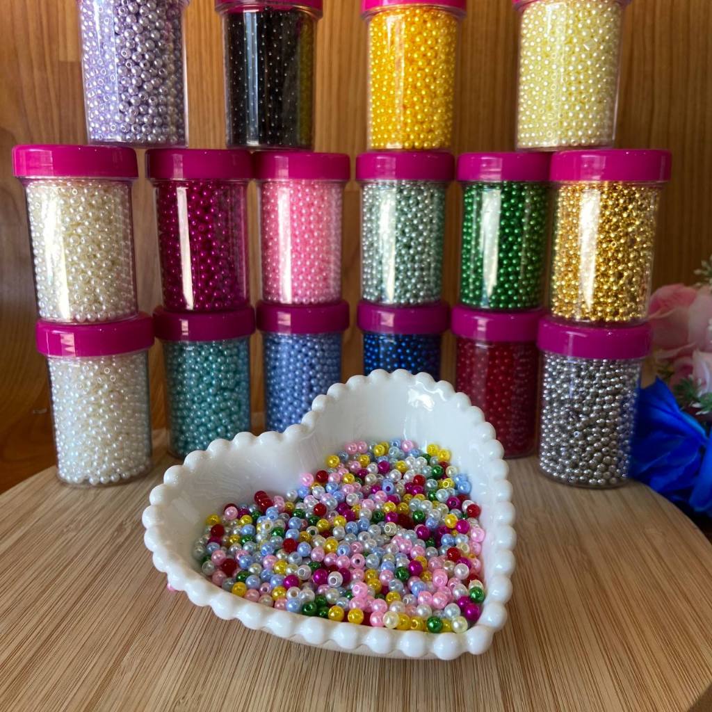 Pérolas 4mm com furo - 30g Ou 60g