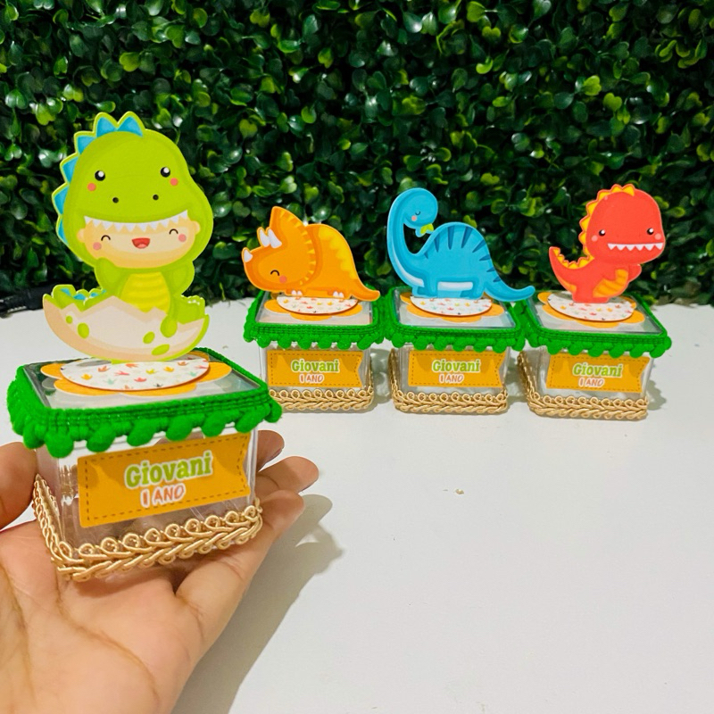 Kit 10 Caixas Acrílica 5x5 Dino Baby Lembrancinha Personalizada Luxo | Festa Infantil