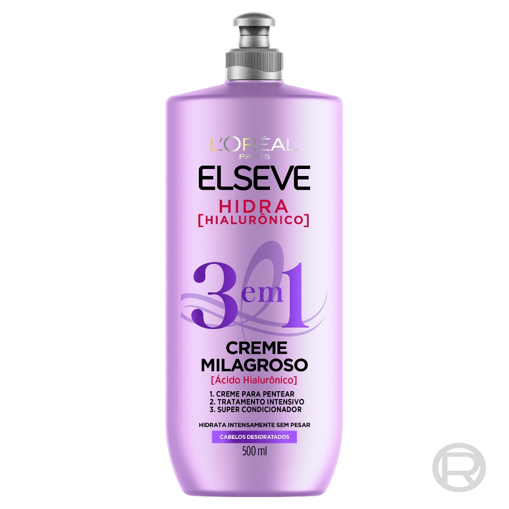 Creme Milagroso 3 em 1 Elseve Hidra Hialurônico 500ml em Oferta na Shopee