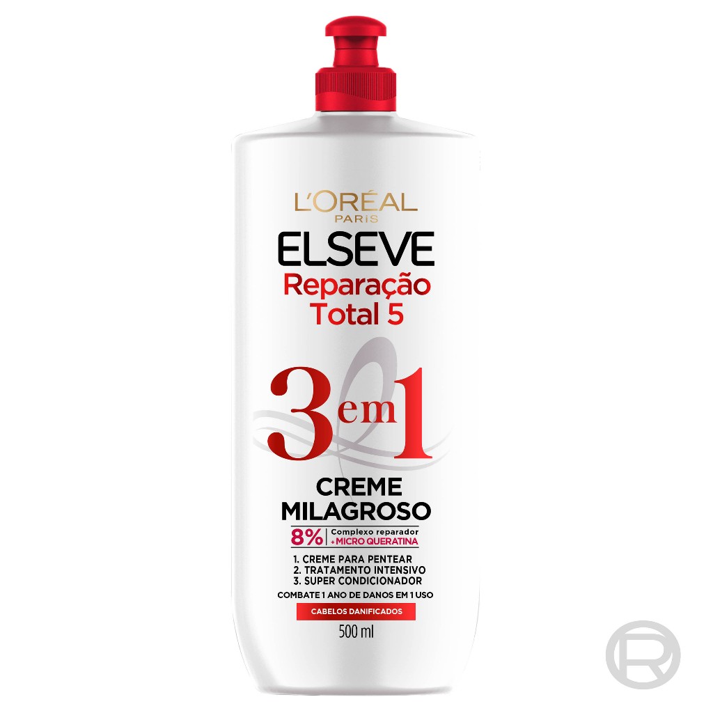 Creme Milagroso 3 em 1 Elseve Reparação Total 5 500ml