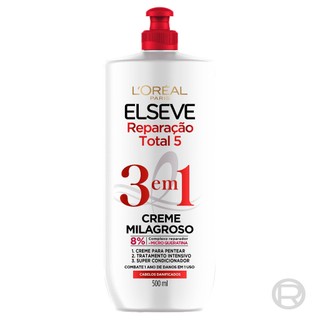 Creme Milagroso 3 em 1 Elseve Reparação Total 5 500ml em Oferta na Shopee