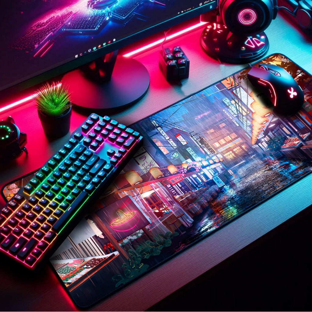 Mouse Pad Gamer Extra Grande 90x40cm Borda Costurada Estampa Cenários, Games e Animes