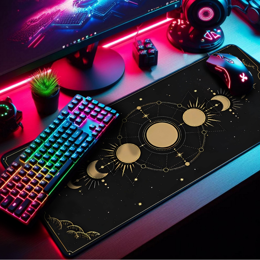 Mouse Pad Gamer Extra Grande 90x55cm Borda Costurada Estampa Cenários, Games e Animes