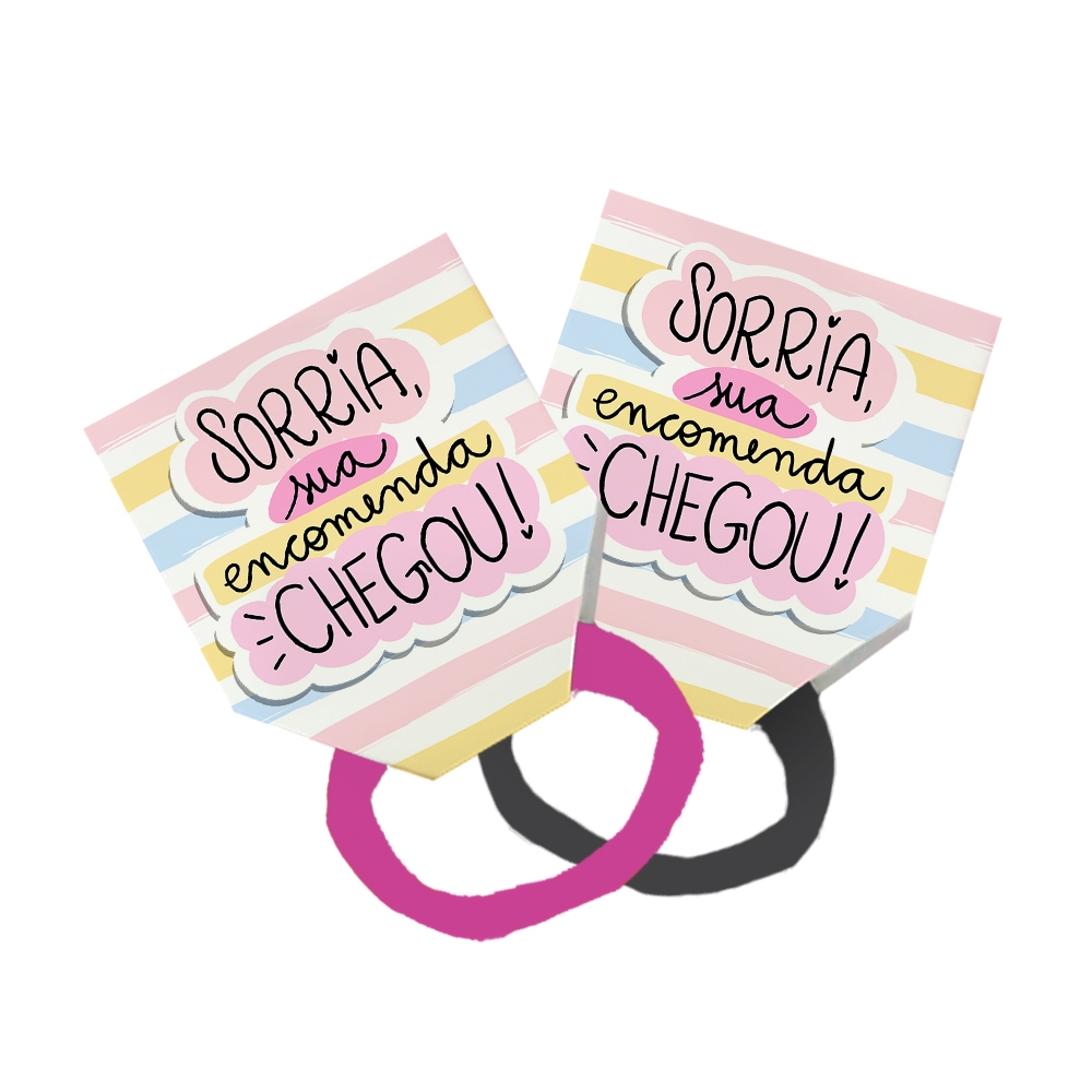 80 Xuxinha Rabicó Amarrador Tag Lembrancinha Frase Sorria Sua Encomenda Chegou! Listrado Colorido