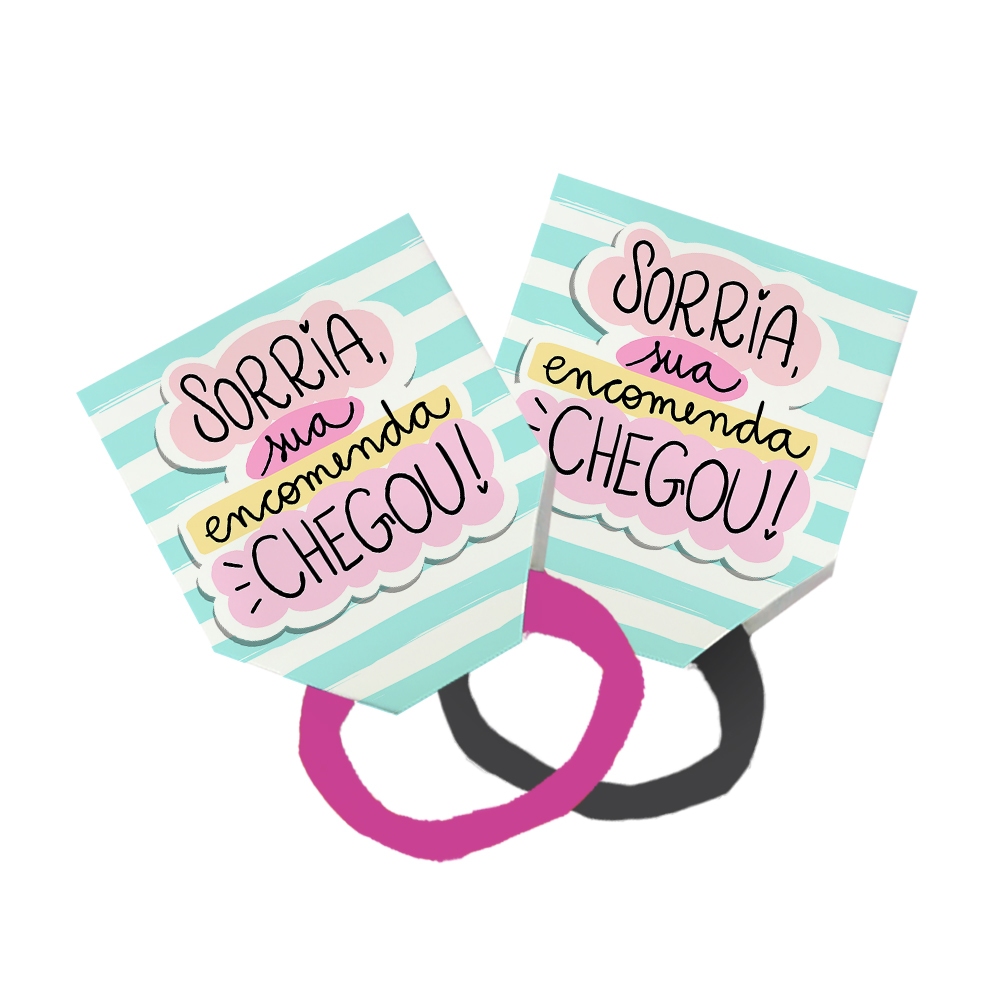 56 Xuxinha Rabicó Amarrador Tag Lembrancinha Frase Sorria Sua Encomenda Chegou! Listrado Verde