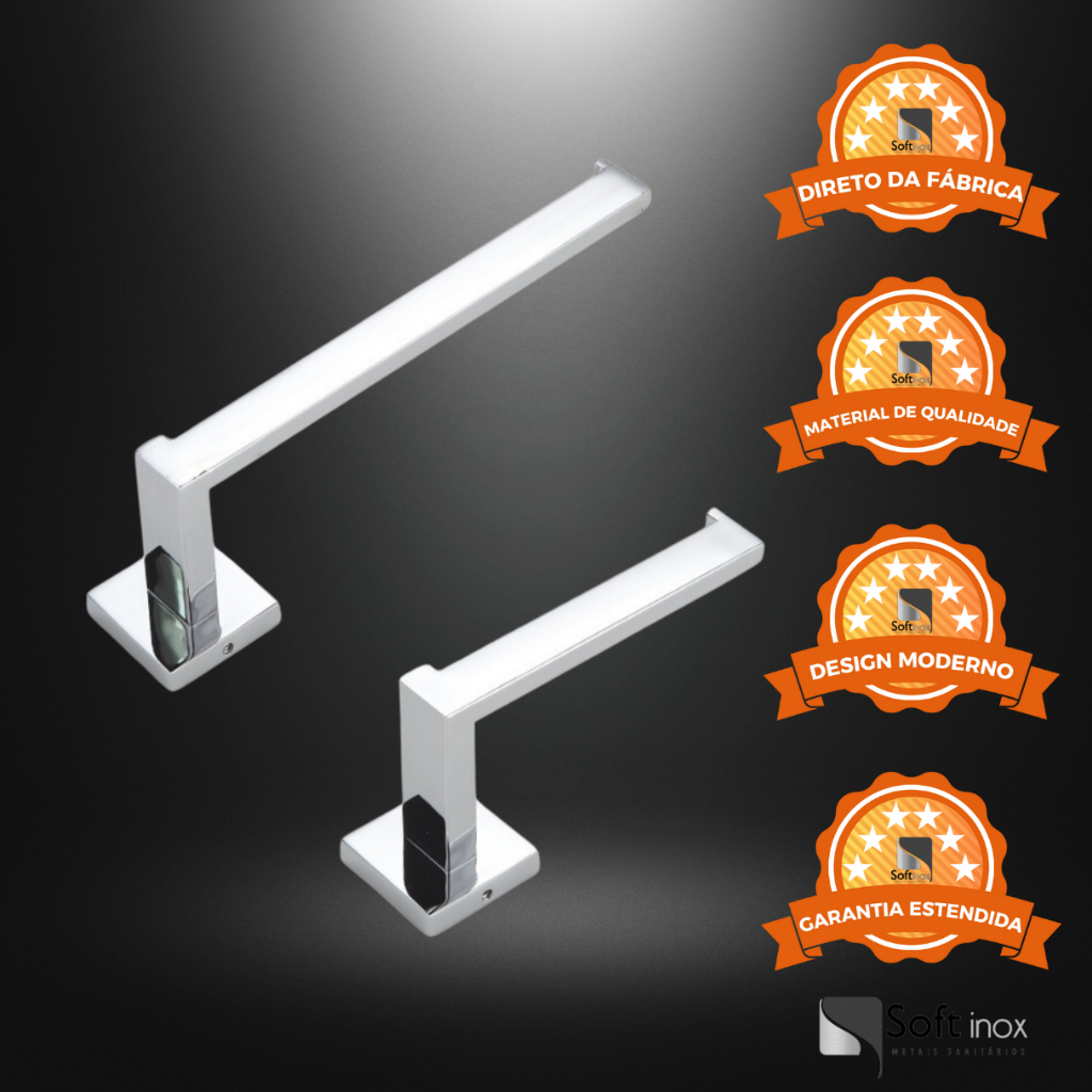 Kit Acessórios Para Banheiro Lavabo Duas Peças Cromado Inox
