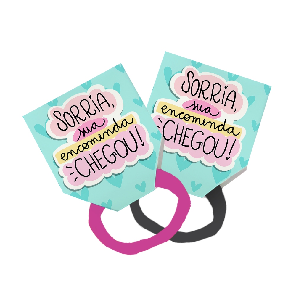 56 Xuxinha Rabicó Amarrador Tag Lembrancinha Frase Sorria Sua Encomenda Chegou! Verde Corações