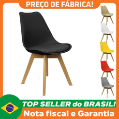 Cadeira Charles Eames Leda Luisa Saarinen Design Wood Estofada Base Madeira