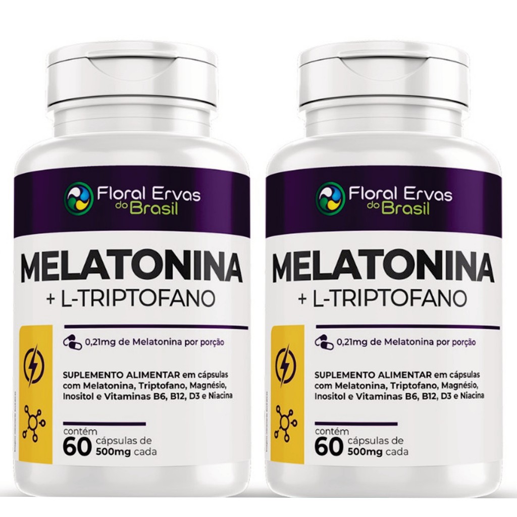 Triptofano   Melatonina  0,21 mg + Vitaminas Sono 120 Cápsulas 500mg Floral Ervas