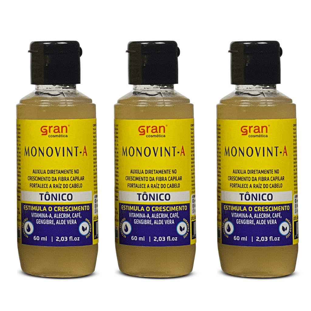 Kit Tônico Fortalecedor Monovint 3Un 60ml Crescimento e Fortalecimento dos Fios Gran Cosmética em Oferta na Shopee