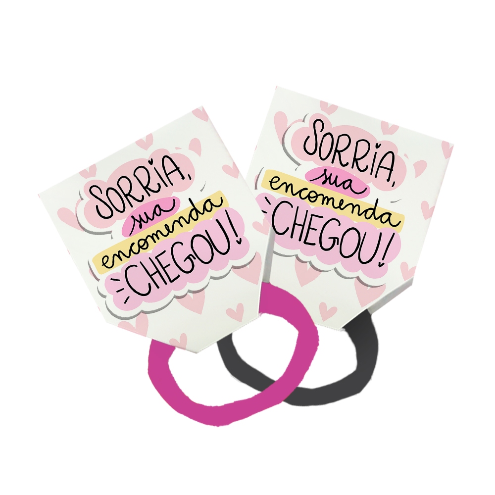 80 Xuxinha Rabicó Amarrador Tag Lembrancinha Frase Sorria Sua Encomenda Chegou! Corações Rosa