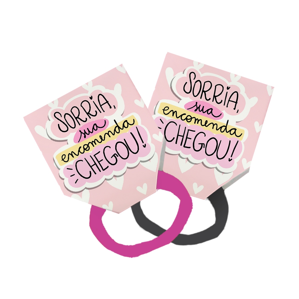 56 Xuxinha Rabicó Amarrador Tag Lembrancinha Frase Sorria Sua Encomenda Chegou! Rosa Corações Branco