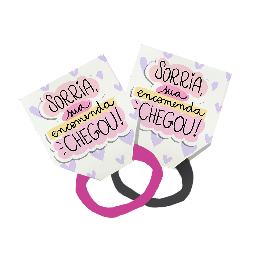 56 Xuxinha Rabicó Amarrador Tag Lembrancinha Frase Sorria Sua Encomenda Chegou! Corações Lilás