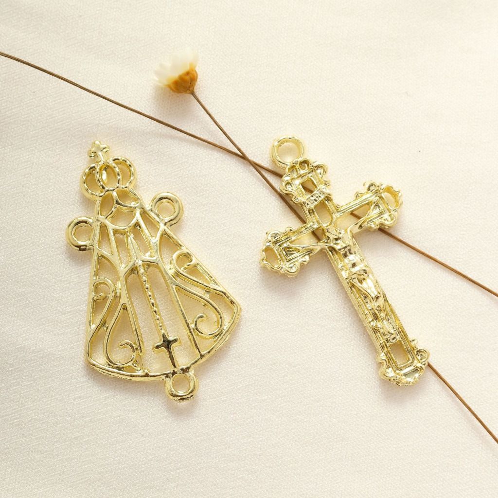 Entremeios Nossa Senhora Aparecida Para Terço + Crucifixos Dourado Alta Qualidade Asas da Fé em Oferta na Shopee