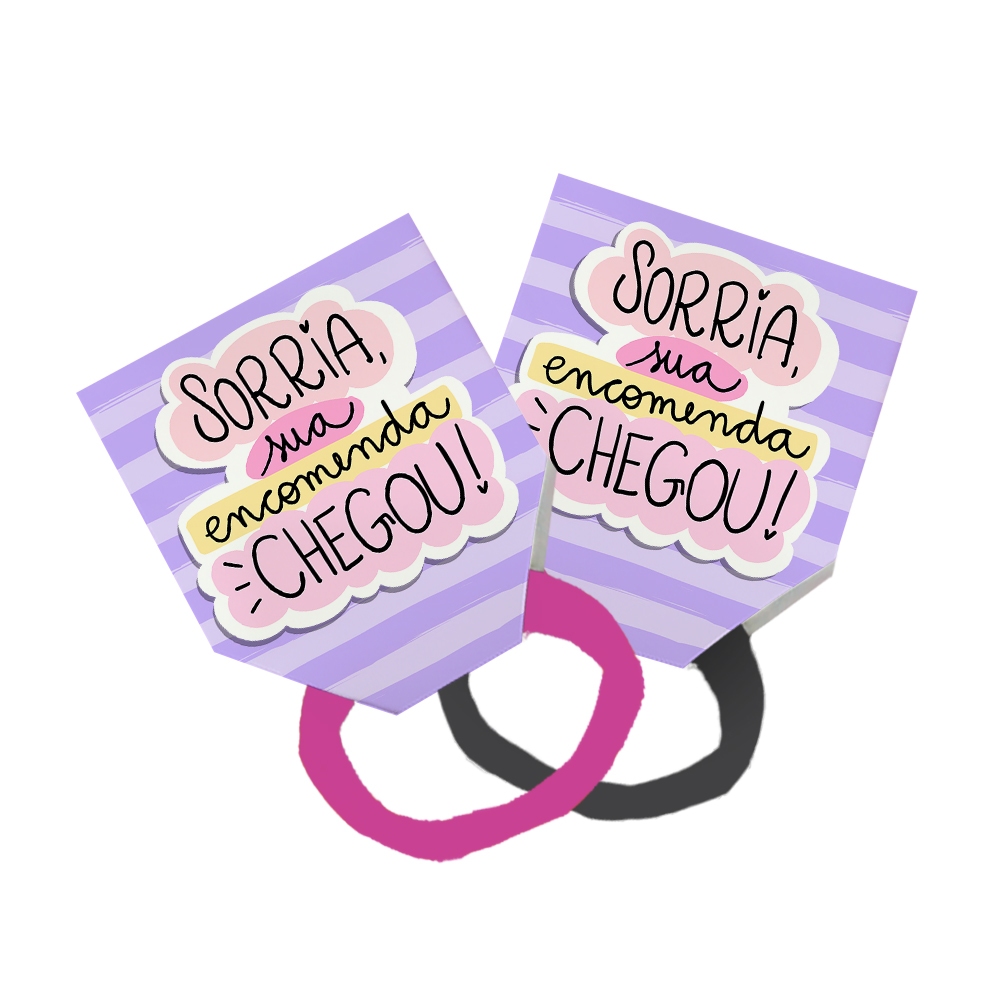 40 Xuxinha Rabicó Amarrador Tag Lembrancinha Frase Sorria Sua Encomenda Chegou! Listrado Lilás