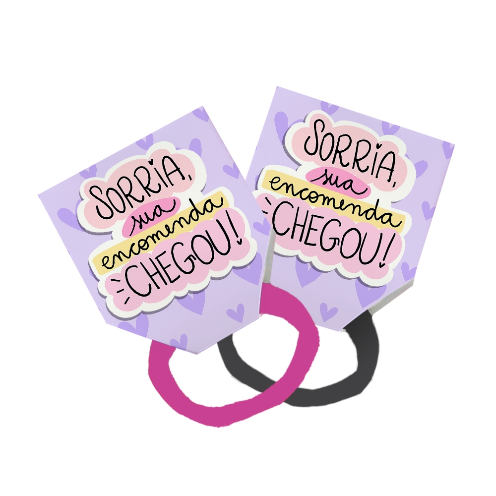 56 Xuxinha Rabicó Amarrador Tag Lembrancinha Frase Sorria Sua Encomenda Chegou! Lilás Corações