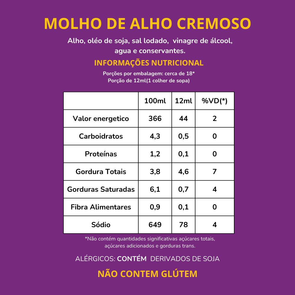 Molho de Alho Cremoso Mendez 215ml — imagem 2 de 2